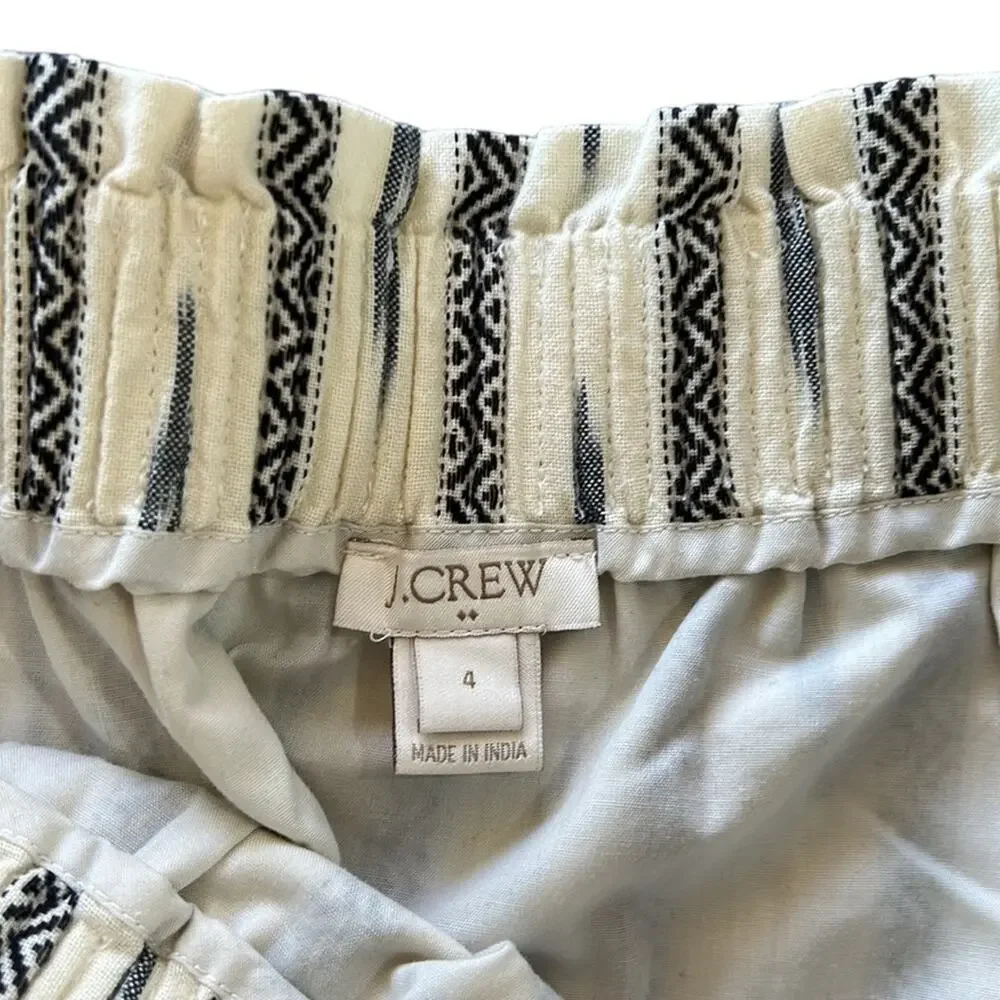 J. Crew Mini Pencil Skirt Aztec Pattern  Elastic Waist Pull On Size 4